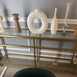 Gold Glass Console Table  Entryway