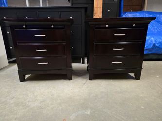 Set of 2 Dark Cherry Nightstands