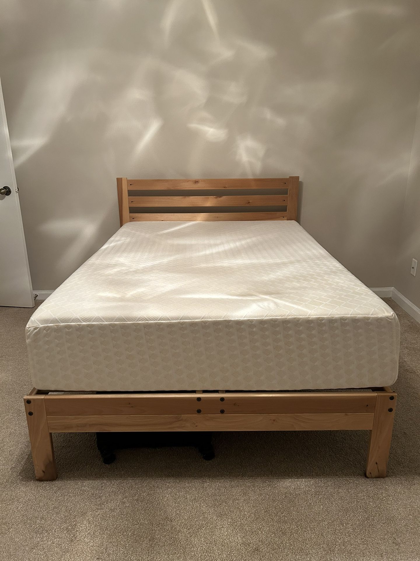 KD Frames Lexington Full Bed Solid Wood Frame With Ashley Chime 12 Inch Memory Foam Mattress