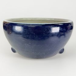 Large Antique Chinese Ming / Qing Dynasty Blue Glazed Censer Basin 14” X 7.5”