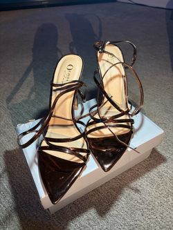Olivia Metallic Strappy Pointed-Toe Heels