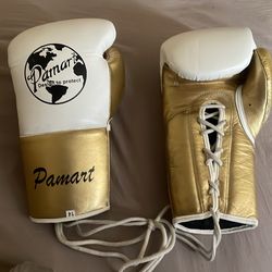 Gold white Pamart boxing gloves
