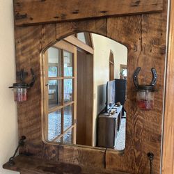 Custom Made Old Barn Wood Mirror/Shelf