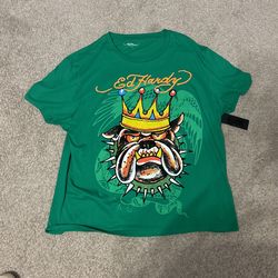 Ed hardy green T bulldog