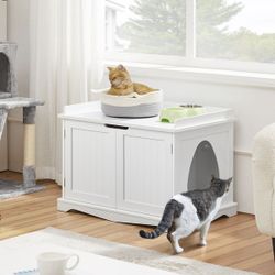 Cat Litter Box Enclosure, Hidden Cat Litter Box Furniture, Hidden Cat Washroom, Cat Crate, Decorative Storage Bench Pet Side Table for Large Cat Kitty