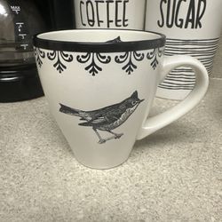 World Market Bird Mug cream and black