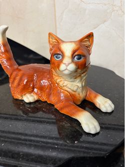 Vintage Goebel West Germany Porcelain Orange Tabby Cat Figurine