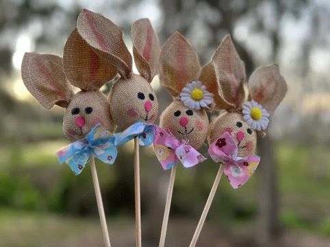 Easter Bunny Foam Floral Picks Stems Wreath Attachments Vase Fillers Set of 4