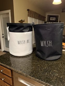 Wash me/wash dirty clothes containers soft sided 19” x 22” color, black and white