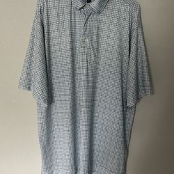 Footjoy  FJ Men’s White Short Sleeve Check Polo Golf Shirt Size M