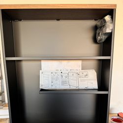 NEW YAMAZAKI Home Slim Rolling Storage Cart – Narrow Organizer (Black/Wood) 