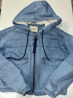 Ashley Vintage Charm Denim Hoodie Jacket Full Zip Size S