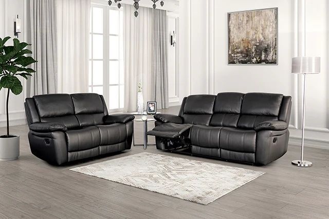 Black Leather Recliner Sofa & Recliner Loveseat Set