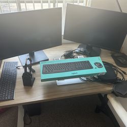 Office Set Up (Standing Desk, 2 Chairs, 2 Monitors