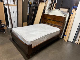 Wood full Bed Frame with Mattress