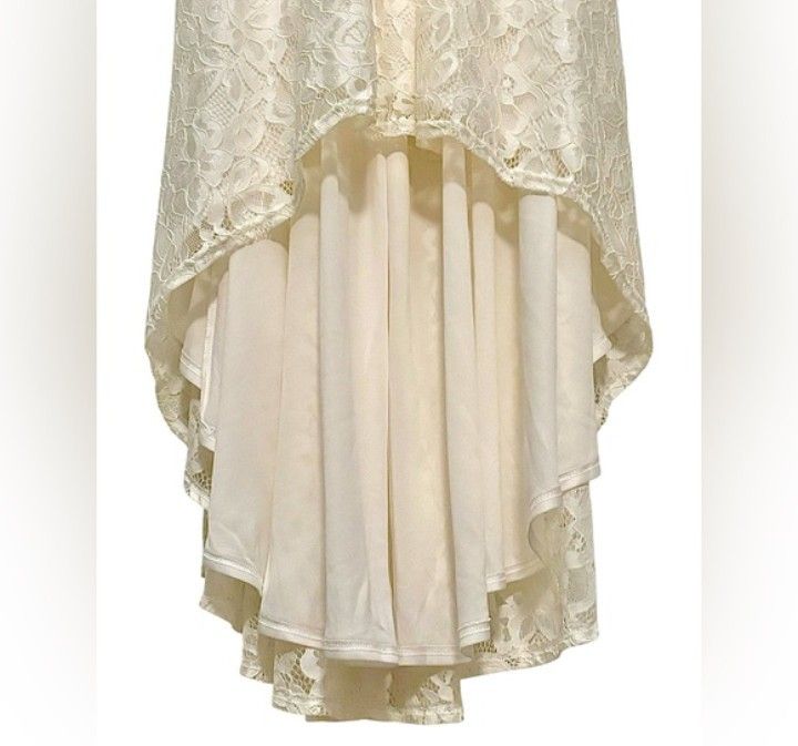 NWT Ivory Wedding Dress / Gown Sz 14 Lace Accented High-Low