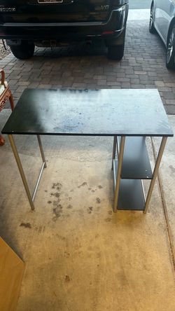 Black Desk with Side Shelves