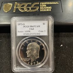 1973 S Gem Proof Eisenhower Dollar Graded At PR67 Deep Cameo 4-2