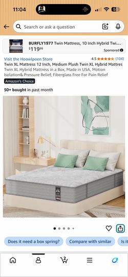 Twin XL Mattress 12 Inch, Medium Plush Twin XL Hybrid Mattres