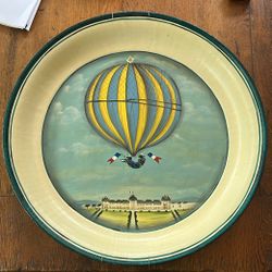 Hand painted French air balloon Tole Tray