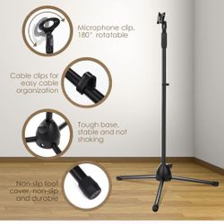 Adjustable Height Microphone Tripod Stand Adjustable Microphone Stand Adjustable Karaoke Mic Holder Speech Universal Floor Standing for Singing Live S