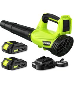 Leaf Blower, Electric Cordless Leaf Blower with 2 Batteries and Charger, 2 Speed Mode, Lightweight Cordless Blower for Blowing Leaves, Patio Cleaning,