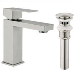 Brushed Nickel Bathroom Faucet with Pop Up Drain, Ceramic Disc corrosion Resistant