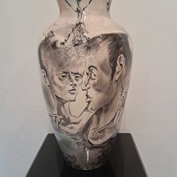 Cuban Original Artwork Handpainted Vase by Omar Corrales with COA 