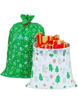 Large Christmas Gift Bags 48"x36",Jumbo Plastic Holiday XL Gift Bags,2 Christmas