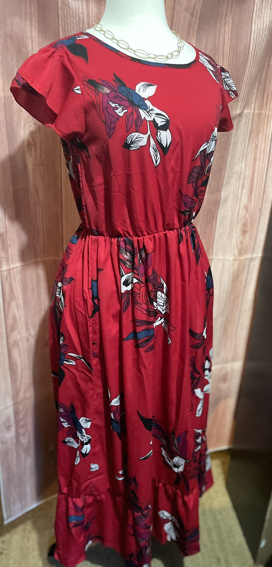 Pat Pat Women Red Short Sleeve Dress 👗 Size Small 