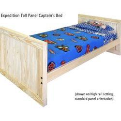 Solid, Untreated Wood Twin Bed Frame