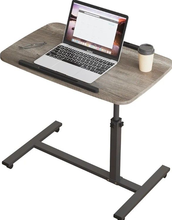 Adjustable Overbed Bedside Table with Wheels Hospital Bed Table Portable Computer Stands Movable Desk Computer Table for Bed Laptop Stand for Couch