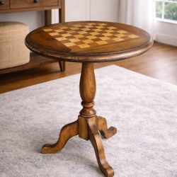 Charming Wooden Chess Table – Solid Wood Pedestal 