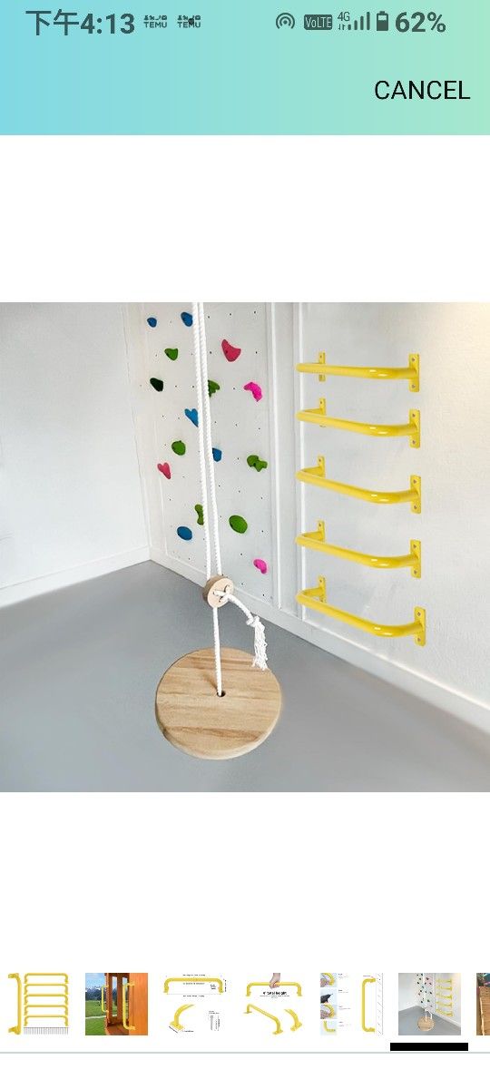 4 Pack 17 Inch Metal Yellow Playground Safety Handlesfor Kids - Swing Set Accessories Grab Handles, Playset Hand Grips, Indoor Monkey Bars for Jungle