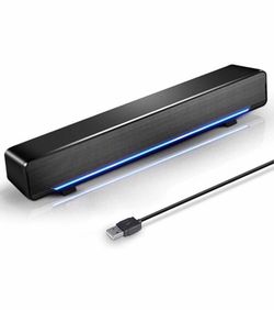 Soundbar, USB Powered Sound Bar Speakers for Computer Desktop Laptop PC, Black (USB)