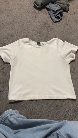Cream Ribbed Crop T-Shirt