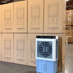 Evaporative Air Cooler, 3500 CFM Swamp Cooler with 11 Gallon Remote, Portable Water Cooling Fan with Scroll Casters, 3 Speed Cooling Fan, 4 Ice Packs 