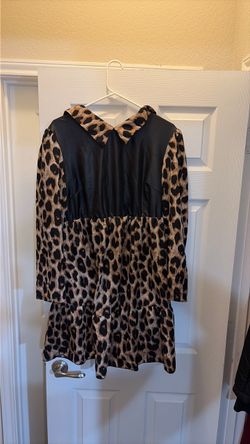 Leopard Print Mini Dress with Black Bodice
