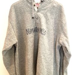 GGS Niagara Falls Sweatshirt Size Large Gray Long Sleeve Hooded Buttons Preowned
