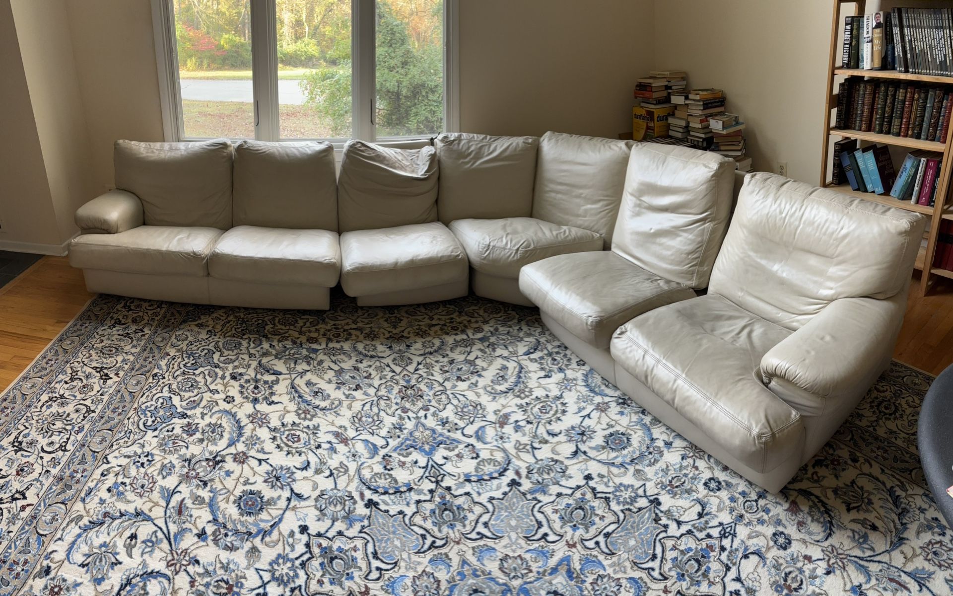 Cream Italian Leather Sectional