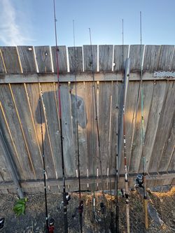 Lot of 9 Fishing Rod and Reel Combos