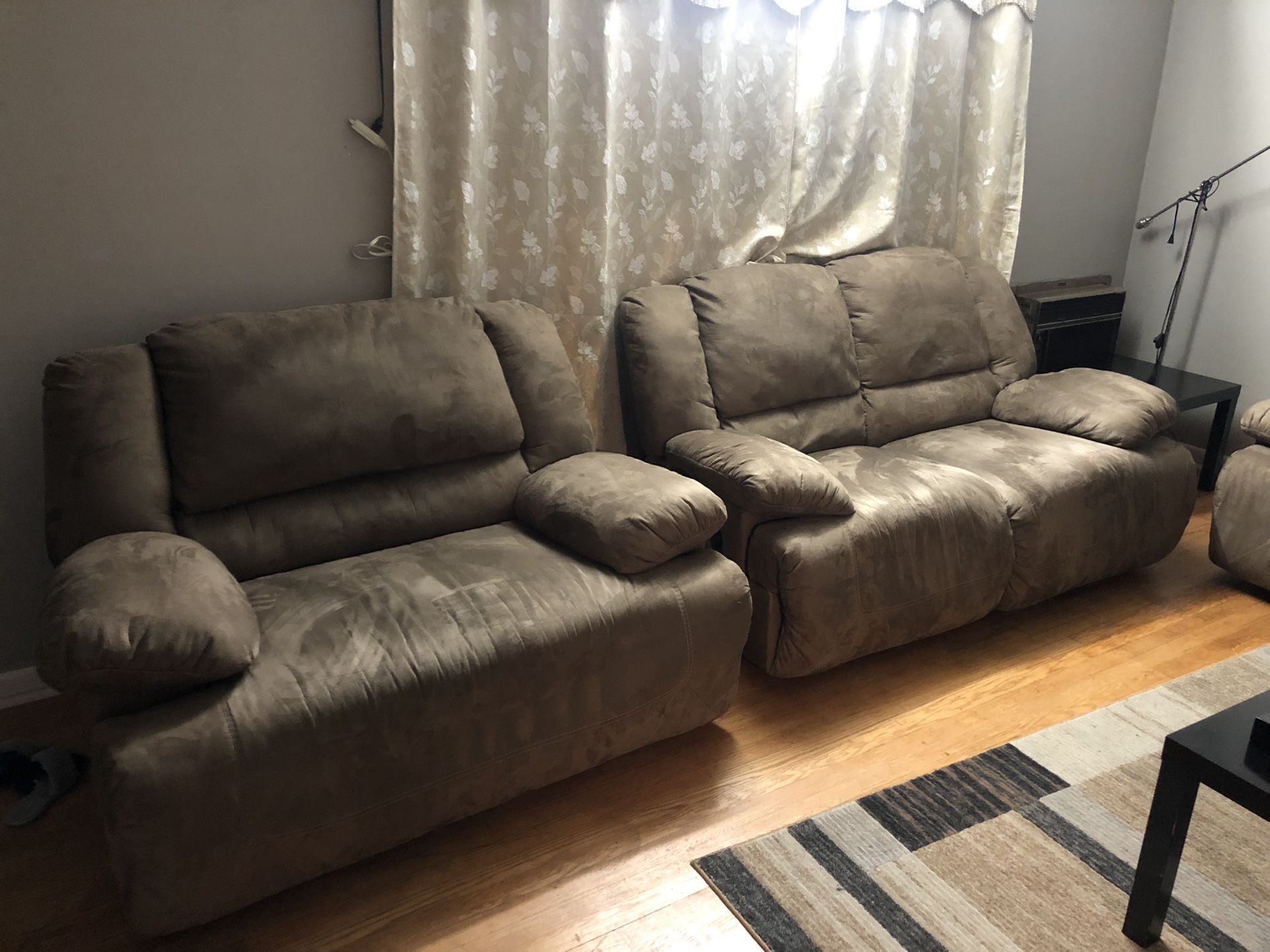 3 Piece Sofa Set With Full Lay Reclining.  OBO