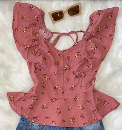 Womens Floral Ruffle Top