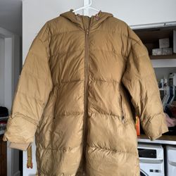 NWOT! Women’s DOWN Puffer Long Jacket Coat Size M/L – Tan Color