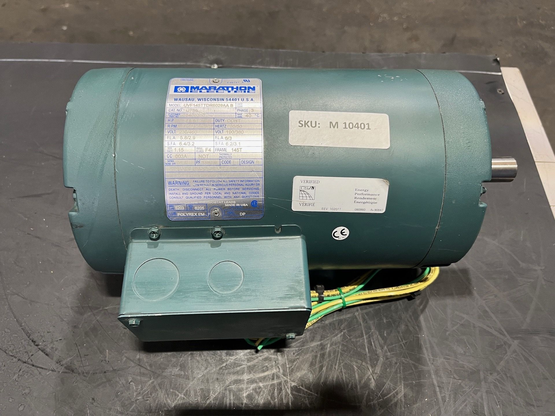 Marathon Electric UVF145TTDR6029AA B 1/2HP 230/460v 3PH Electric Motor/SKU 10401