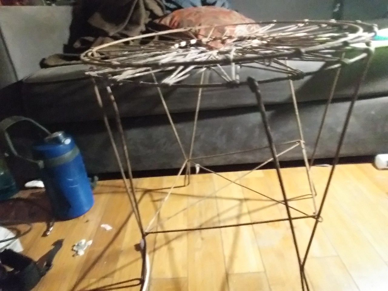 Unique vintage laundry basket table