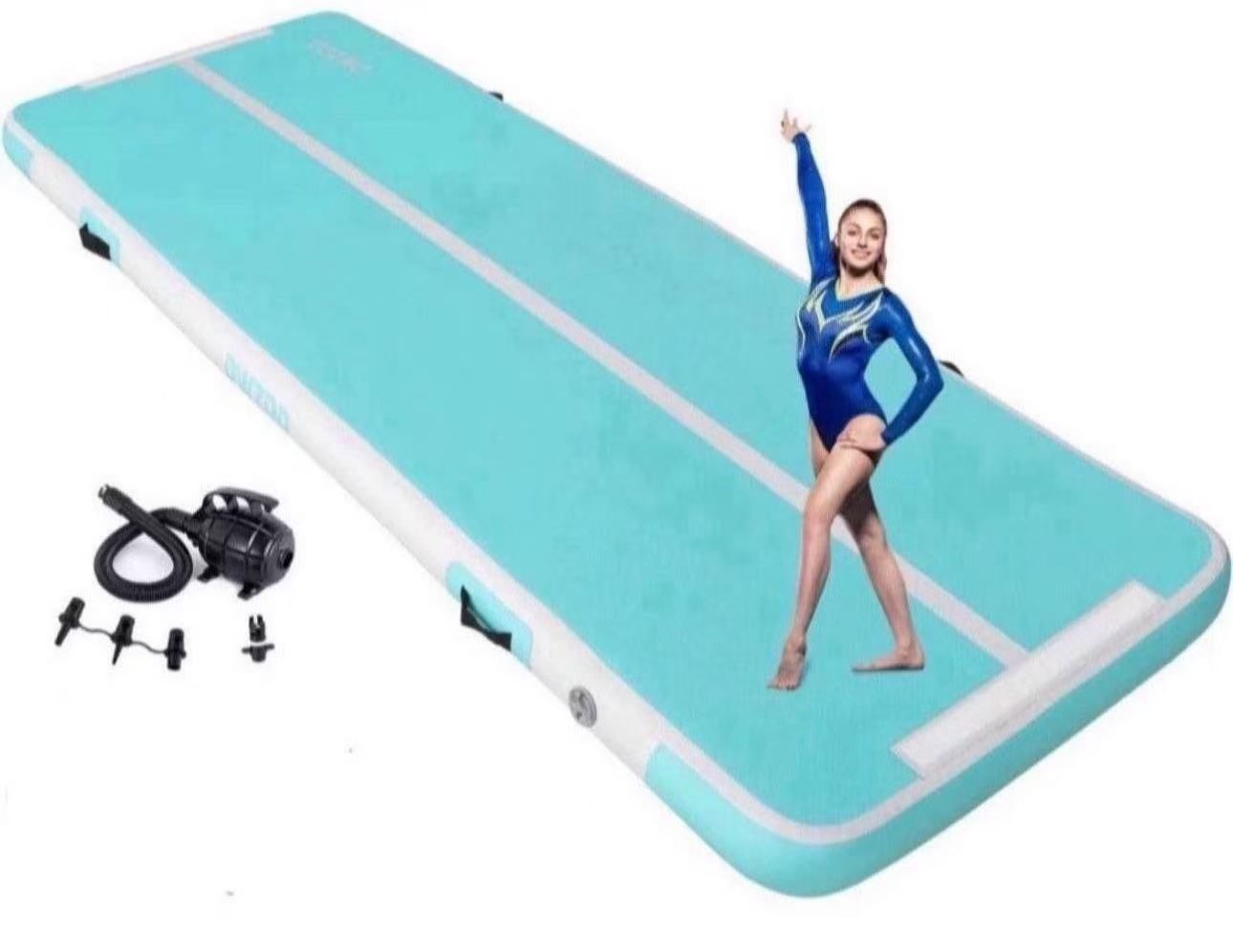 Air Track Tumbling Mat 13ftBlow up Gymnastic Mats with Electric Inflatable Pump, Repair Kit, Bag for Home/Training/Yoga/Water