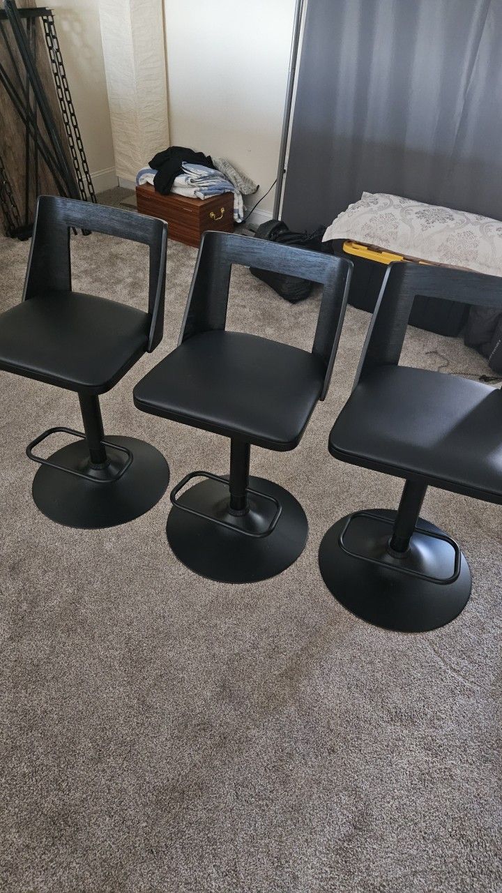 Milan Adjustable Swivel Black Barstools