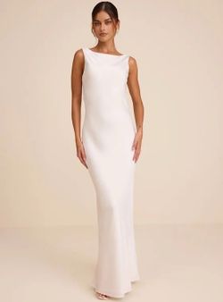 White Satin Maxi Dress