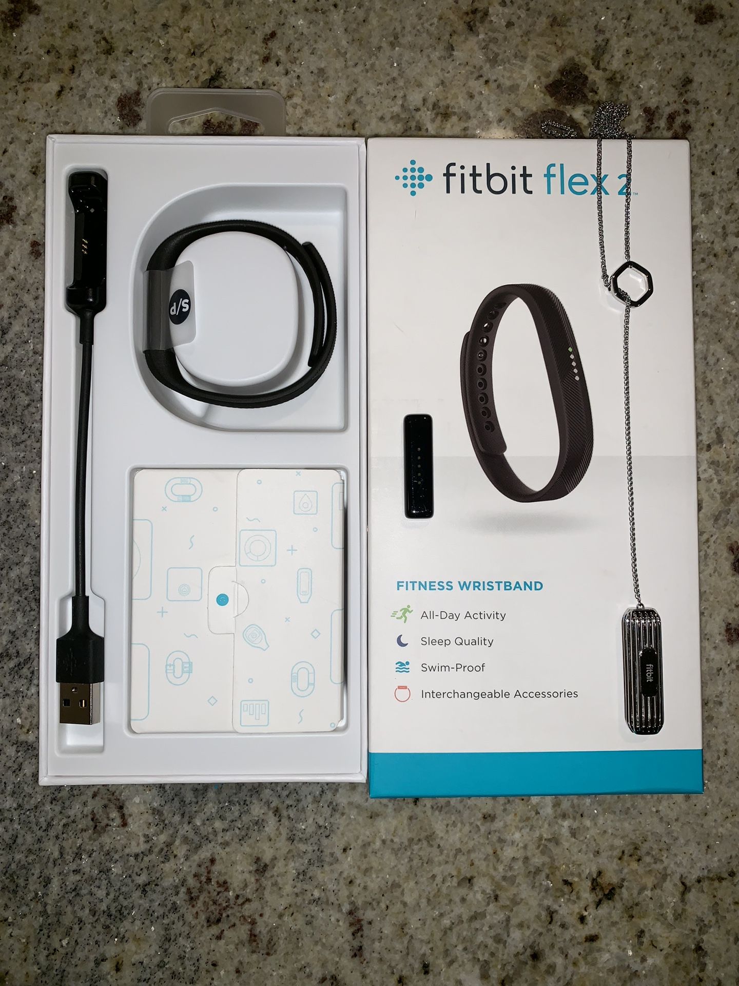 Fitbit Flex 2 Fitness Wristband & Silver Pendant
